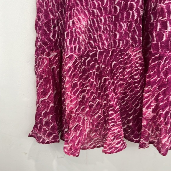 Cynthia Steffe Carey Silk Chiffon Fuchsia Printed Ruffle Lined Dress size 10 - Picture 11 of 15